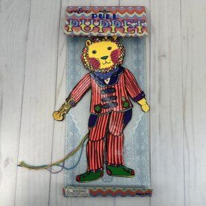 Pull String Toy Jumping Jack Puppet Circus Clown Lion Artisan Wall Art Decor